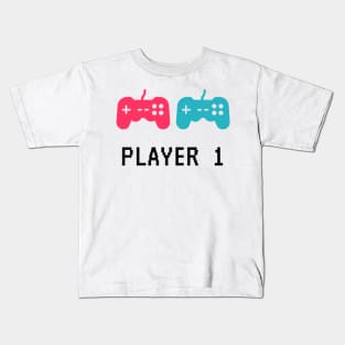 Fun Player 1 Gamer Apparel Kids T-Shirt